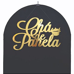 Letreiro Chá MDF DOURADO 60cm