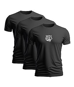 Kit 3 Camisetas Dryfit Masculina Preta Alta Performance Treino, Corrida e Conforto - Tiger Club