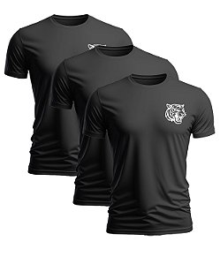 Kit 3Camiseta Dryfit Masculina Preta Alta Performance Treino, Corrida e Conforto - Tiger Club