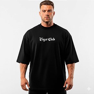 Camiseta Oversized Preta Estampa Tigre 94% Algodão 6% Elastano Conforto Premium