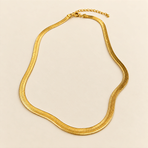 Colar Choker Snake Dourado Banho Ouro 18k