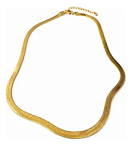 Colar Choker Snake Dourado Banho Ouro 18k