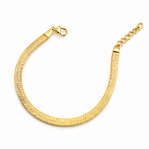 Pulseira Snake Dourada Ajustável Banho Ouro 18k