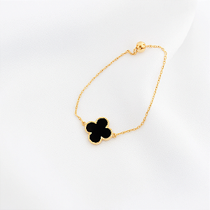 PULSEIRA TREVO PEROLADO COM FECHO SILICONE EM OURO 18K