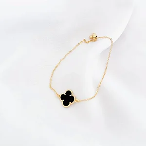 PULSEIRA TREVO PEROLADO COM FECHO SILICONE EM OURO 18K