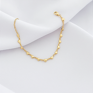 PULSEIRA CORAÇOES EM OURO 18K