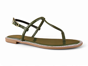 Sandalia Anna Flor Rasteira Com Strass Tira Unica Sonora