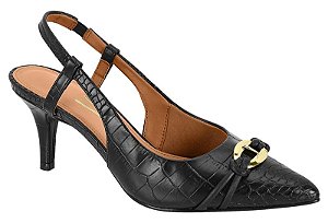 Scarpin Vizzano Salto Fino Detalhe De Metal Calce Facil Preto