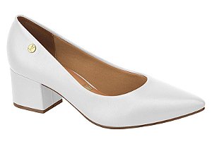 Sapato Vizzano Com Detalhe Dourado Salto Grosso Branco