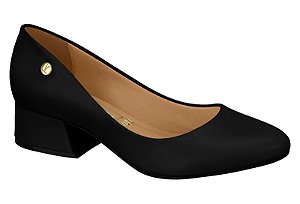 Scarpin Vizzano Salto Bloco Calce Facil Detalhe Dourado Preto