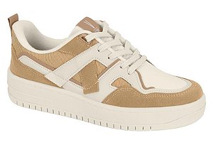 Tenis Vizzano Flat Com Cadarço Com Recortes Branco Off