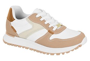 Tenis Vizzano Casual Com Recortes Com Cadarço Antiderrapante Branco/Bege