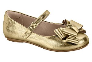 Sapatilha Infantil Molekinha Meninas Com Fivela E Laço Dourado