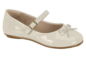 Sapatilha Infantil Molekinha Com Laço Verniz Branco Off