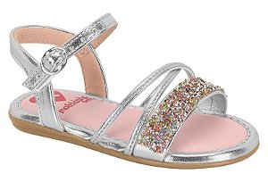 Sandalia Rasteira Bebê Molekinha Com Glitter E Fivela Prata