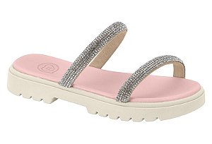 Papete Infantil Molekinha 2 Tiras Strass Calce Facil  Cristal/Creme
