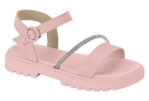Sandalia Rasteira Molekinha Tira Com Strass Rosa
