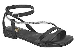 Sandalia Rasteira Infantil Molekinha Com 3 Tiras Preto