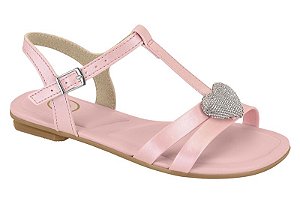 Sandalia Rasteira Infantil Molekinha Com Formato De Coração Rosa