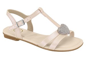 Sandalia Rasteira Infantil Molekinha Com Formato De Coração Creme