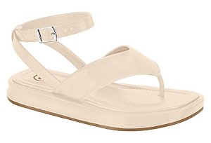 Sandalia Infantil Molekinha Flat Tira Amarração Com Fivela  Creme