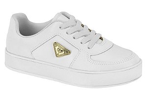 Tenis Infantil Molekinha Com Cadarço Detalhes Dourado Branco