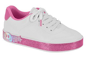 Tenis Casual Infantil Molekinha Com Cadarço Branco/Rosa
