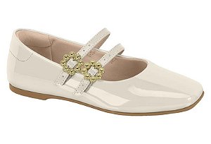 Sapatilha Infantil Molekinha Boneca Tiras Com Detalhe Fivela Metalizada Branco Off