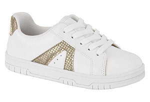 Tenis Casual Infantil Molekinha Confortavel Branco/Dourado