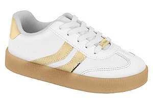 Tenis Casual Infantil Molekinha Com Detalhes Dourado Branco/Dourado
