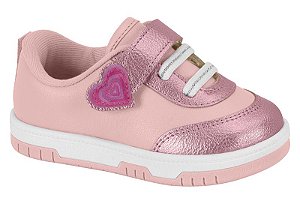 Tenis Infantil  Molekinha Velcro Coração Rosa