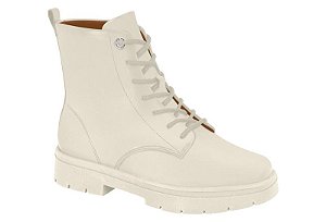 Bota Vizzano Coturno Solado Tratorado Com Cadarço Branco Off