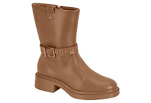Bota Vizzano Ziper Tira Com Fivela Salto Bloco Caramelo