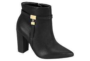 Bota Vizzano Montaria Cano Baixo Bico Fino Ziper Preto