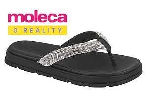 Chinelo Moleca Correia Com Strass Preto-Cristal/Preto