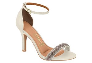 Sandalia Vizzano Fivela Salto Fino Tira Com Strass Branco Off