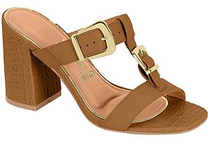 Tamanco Vizzano Tira Com Fivela Detalhe Dourado Camel