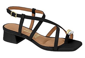 Sandalia Vizzano Salto Bloco Tira Com Fivela Adorno Preto