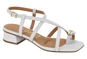 Sandalia Vizzano Salto Bloco Tira Com Fivela Adorno Branco