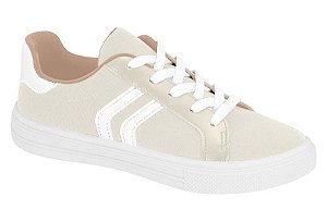 Tenis Casual Feminino Moleca Com Listra  Branco Off
