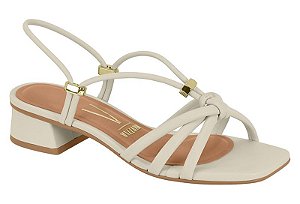 Sandalia Vizzano Salto Bloco Calce Facil Com Tiras  Branco Off
