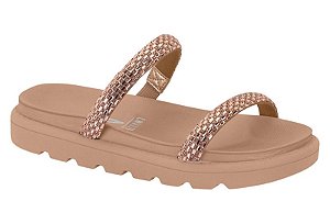 Papete Feminina Vizzano 2 Tiras Com Pedras Calce Facil Camel