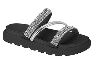 Papete Feminina Vizzano Tiras Com Strass Preto/Cristal