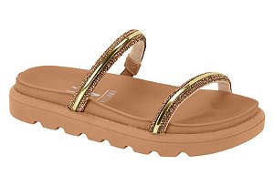 Papete Vizzano Calce Facil 2 Tiras Metalizada Com Strasss Dourado