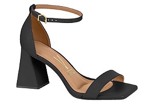 Sandália Vizzano Salto Geométrico Tira Com Fivela Preto