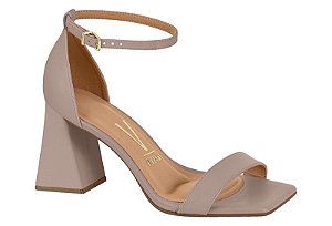 Sandália Vizzano Salto Geométrico Tira Com Fivela Taupe