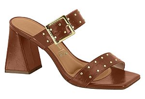 Tamanco Vizzano Salto Geometrico Fivela Com Detalhe De Tachas Chocolate