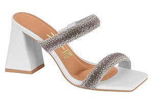 Tamanco Vizzano Salto Bloco Calce Facil Tira Com Strass Branco Off