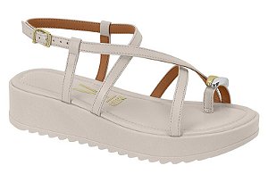 Papete Vizzano Flatform Com Tiras Fivela Detalhe Adornado Cinza