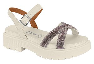 Papete Vizzano Tratorada Tira Com Fivela Strass Branco Off